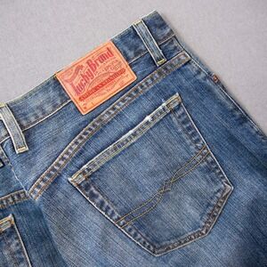 Retro Lucky Brand Men's USA Cowboy Western Bootcut Faded Jeans Fits 34x37